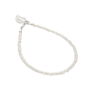 Silber Armband Perlen mit Blatt-Anhänger Fair-Trade und handmade - pakilia