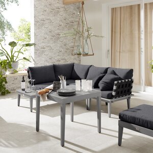 Gartenlounge Set mit Tisch und Hocker aus Akazienholz | Lounge Set Infinity in Frappuccino oder Anthracite - mypureliving