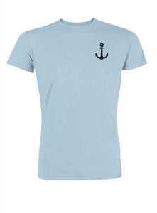 Bio Herren T-Shirt "Captain-little Anchor" in hellblau mit Anker Print - Human Family