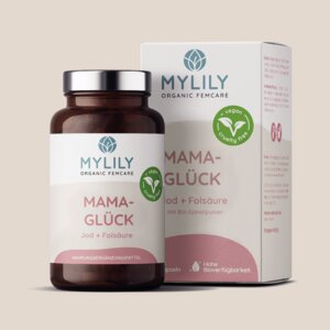 Mamaglück - Jod + Folsäure - 90 Kapseln - vegan, hochdosiert, pflanzlich - MYLILY - Organic Femcare