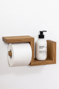 Toilettenpapierhalter BEN aus massiver Eiche mit Platz für Ersatzrolle - kleiderleiter_de