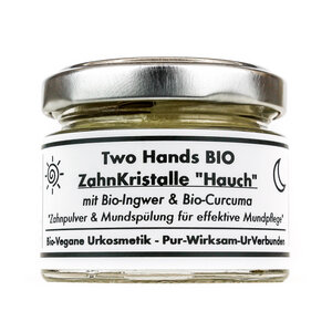 Zahnkristalle „Hauch“ mit Bio-Ingwer & Bio-Curcuma - Zahnpulver & Mundspülung  - Two Hands BIO