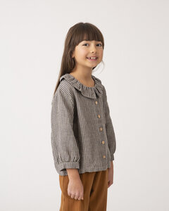 Bluse mit 3/4 Ärmeln und Rüschenkragen für Kinder aus Leinen / Frill Collar Blouse - Matona