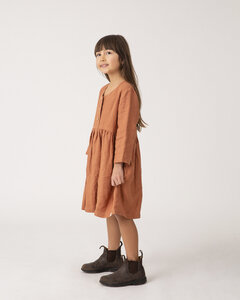 Kleid mit 3/4 Ärmel für Kinder aus Leinen / Buttoned Midi Dress - Matona