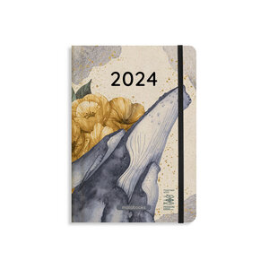 Nachhaltiger A5 Kalender Samaya 2024 Farbe: Oceanblue (DE/EN) - Matabooks