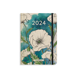 Nachhaltiger A5 Jahresplaner Samaya 2024 Farbe: Poppy White (DE/EN) - Matabooks