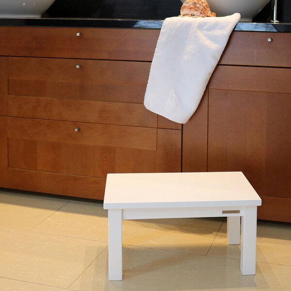 NATUREHOME - Fußbank Kindersitzbank ECO Massiv-Holz Buche Weiß 43 x 26x