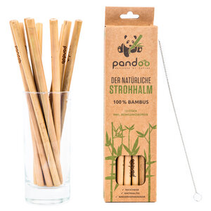 12er-Packung Strohhalme aus 100% Bambus | wiederverwendbare Trinkhalme - pandoo