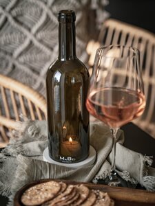 WINDLICHT Bordeauxflasche - Korkmündung & Betonuntersetzer - MaBe
