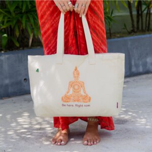 Shopper-Bag aus Biobaumwolle mit Yogamotiven - Divasya
