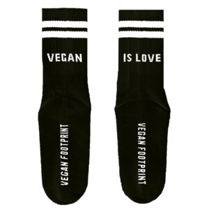 VEGAN IS LOVE - Hohe Sportsocken mit Streifen aus Bio-Baumwolle 3 Paar - Team Vegan