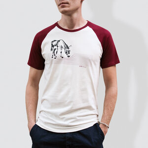 Herren T-Shirt, "Eselchen", Burgundy/White - little kiwi