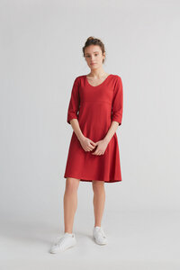 Damen 3/4 Arm V-Neck Kleid Bio-Baumwolle Jersey Sommerkleid 1737 - Leela Cotton