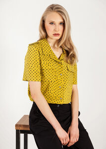 Hemdbluse lang mit Schulterklappen gelb - SinWeaver alternative fashion
