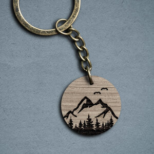 Schlüsselanhänger aus Holz - Berge - feinformart