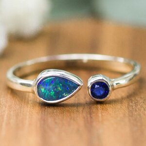 925 Sterling Silber Ring | Opal & blauer Saphir - Spirit of Island