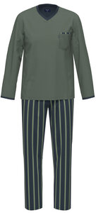 Pyjama Schlafanzug mit Brusttasche reine Bio-Baumwolle V-Ausschnitt - Ammann