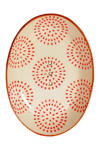 Ovale Seifenschale aus Steinzeug mit bunten Mustern 14 cm - TRANQUILLO