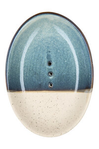 Ovale Seifenschale aus Steinzeug mit bunten Mustern 14 cm - TRANQUILLO