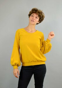 Bio Baumwolle, Pullover, Sweater "Caro" mit Ballonärmeln in rot, schwarz oder gelb - ManduTrap