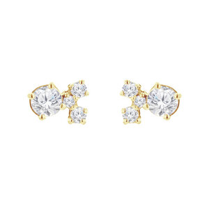 Silberne Cluster Ohrringe mit Moissaniten und Lab Grown Diamanten Kerrie - Eppi