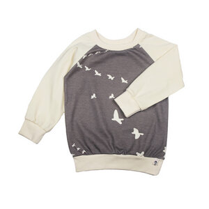 Jersey-Pullover mit Vogel-Print in braun und naturweiß - Carlique