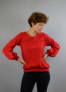 Bio Baumwolle, Pullover, Sweater "Caro" mit Ballonärmeln in rot, schwarz oder gelb - ManduTrap