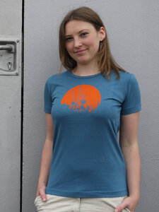 Kräne blaugrau Girl-T-Shirt - T-Shirtladen-Marktstrasse GmbH