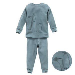 Pyjama "Pinguin", Langarm Schlafanzug, blau/bedruckt, 100% Baumwolle (Bio) - People Wear Organic