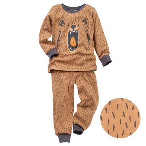 Pyjama "Grizzlybär", Langarm-Schlafanzug, braun/bedruckt, 100% Baumwolle (Bio) - People Wear Organic