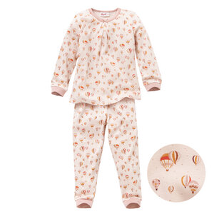 Pyjama "Heißluftballon", Langarm-Schlafanzug, rosa/bedruckt, 100% Baumwolle (Bio) - People Wear Organic