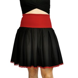 Rock Faltenrock schwarz rot aus Biobaumwolle für Damen - liebewicht
