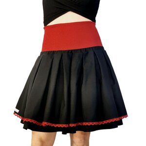 Rock Faltenrock schwarz rot aus Biobaumwolle für Damen - liebewicht