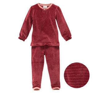 Nicki-Pyjama, Langarm-Schlafanzug, beere/rosa geringelt, 100% Baumwolle (Bio) - People Wear Organic
