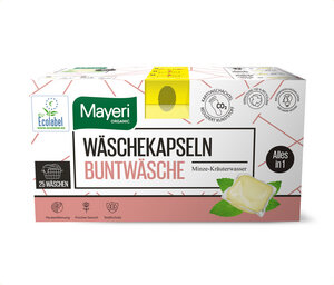 WÄSCHEKAPSELN BUNTWÄSCHE 25x Ecolabel Minze-Kräuterwasser - Mayeri Organic