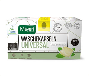 WÄSCHEKAPSELN UNIVERSAL 25x Ecolabel Minze-Kräuterwasser - Mayeri Organic