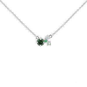 Cluster Halskette mit grünem Diamanten und Edelsteinen Millie - Eppi