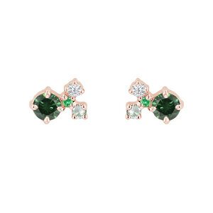 Grüne Cluster-Ohrringe mit grünen Diamanten und Edelsteinen Kerrie - Eppi