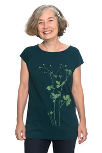 Bio-& Fair-Trade-Frauenshirt "Lovely Unkraut" dunkelgrün - Hirschkind