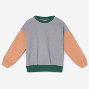 Boxy Sweater Colorblocking I Grey Melange - Orbasics