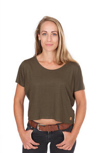 Ecovero Shirt für Damen "Basic" in Fern Green/Mulberry - Life-Tree