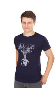 Ecovero Shirt von Life-Tree für Herren "Weltenbaum" in Navy Blue - Life-Tree