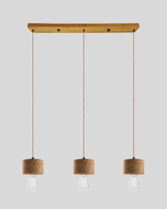 3er Pendelleuchte aus Eichenholz Pastelltöne im skandinavischen Design - ALMUT von Wildheim