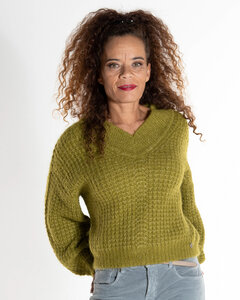 Leichter Pullover mit Perlfangmuster aus Suri-Alpaka-Mix | V-Neck Pullover - Alma & Lovis