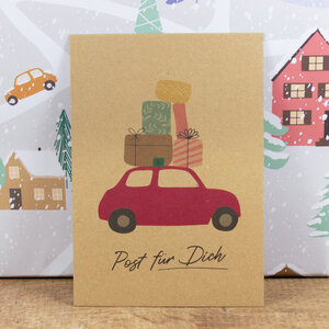 Postkarte Post für Dich (mit Auto), wahlweise mit Briefumschlag - Bow & Hummingbird