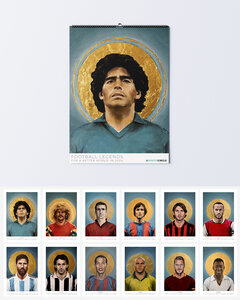 Fußball Legenden Kalender 2024 / Wandkalender mit Portraits von Maradonna, Pelé und Co. - Photocircle