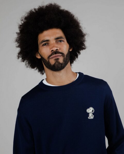 Snoopy Patch Wool Sweater Navy main image 1