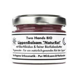 Lippenbalsam „NaturRot“ mit Bio-Hibiskus & fairer Bio-Kakaobutter - Bio Vegan - Two Hands BIO