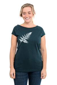 Fair-Trade-Frauenshirt "Farn" dunkelgrün - Made in Kenia - Hirschkind