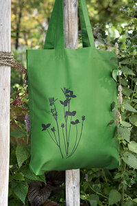 Bio-Fashion-Bag "Klee" grün- handbedruckt - Hirschkind